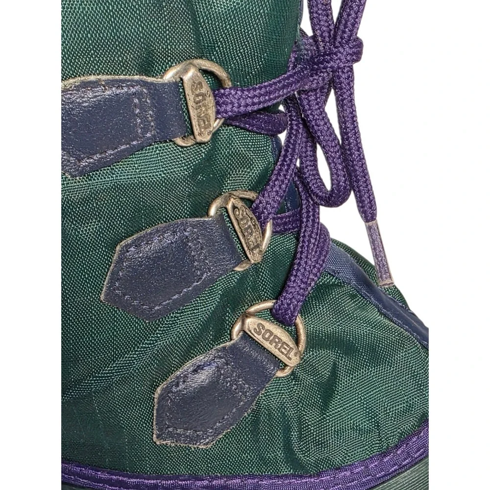 Sorel Winter Snow Boots‎ Mens 6 Green Purple Made In Canada Felt Lined